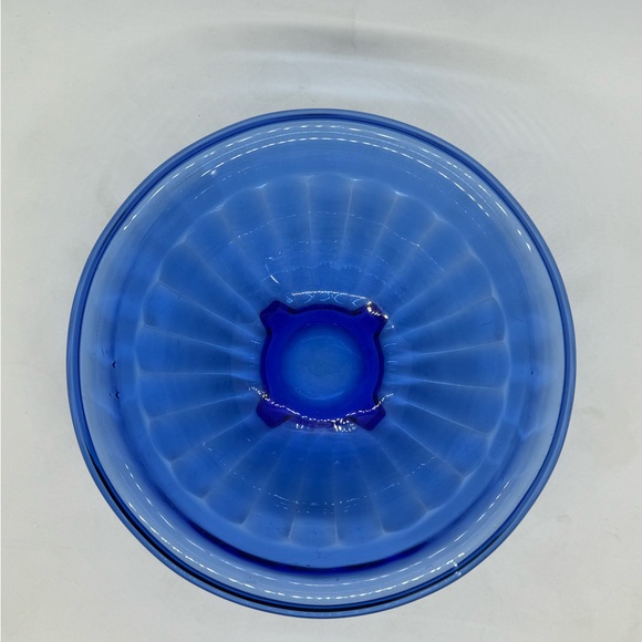 Vintage Hazel Atlas Small Cobalt Blue Pillar Optic Mixing Bowl - Picture 3 of 4